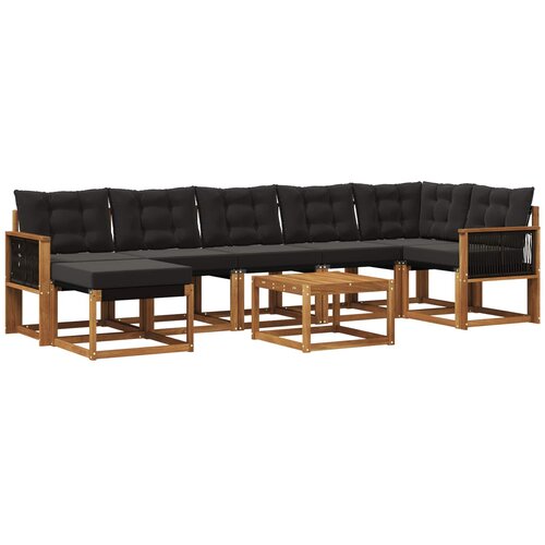 vidaXL Zunanja garnitura za sedenje z blazino 8 pcs Naravna in črna, (5000282040) Cene