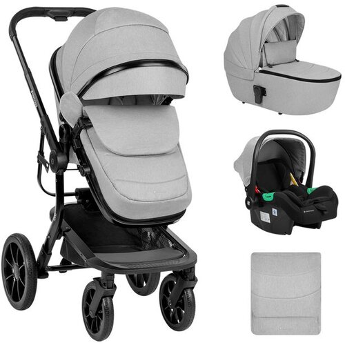 Kikka Boo kolica irene premium 3in1 set sa i-size auto sedi&amp;scaron;tem i tvrdom korpom light grey Slike
