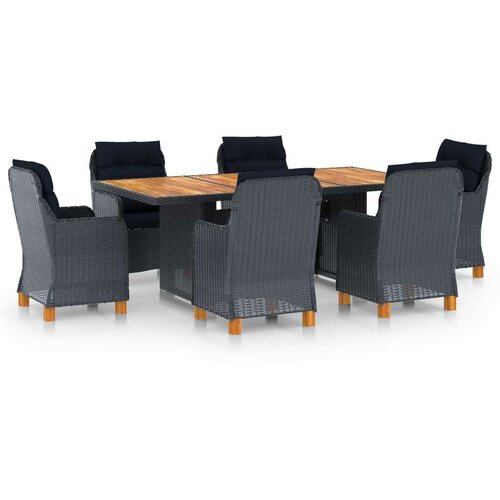 Poli 7-dijelni vrtni blagovaonski set od poliratana tamnosivi Cijene