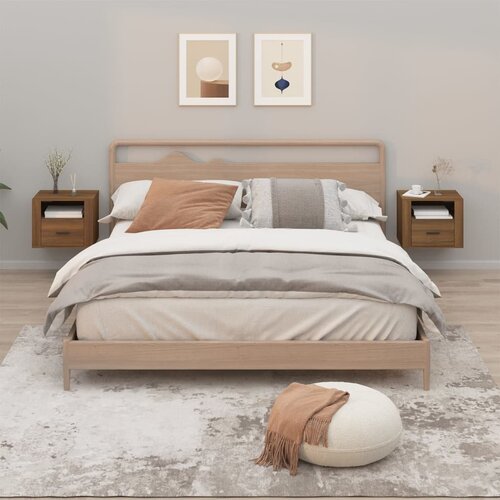 vidaXL Stenska nočna omarica 2 kosa rjav hrast 50x36x40 cm Cene