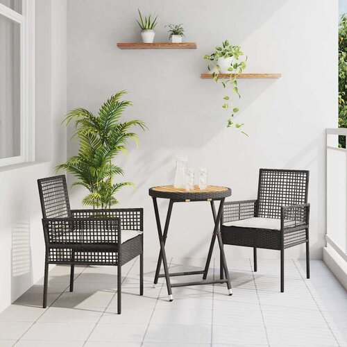 Bistro set za vrt 3 pcs Crna poliratan Cijene