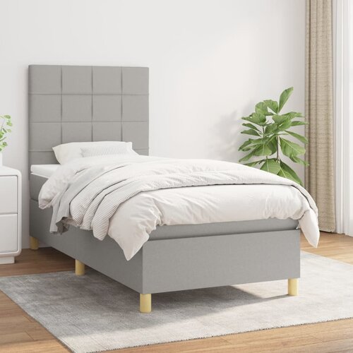 The Living Store Box spring postelja z vzmetnico svetlo siv 100x200 cm blago - Box Spring Postelja, (21437693) Slike