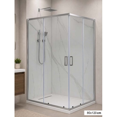 Hidrosan Tu&scaron; kabina Basic srebrni ram 80x120x190cm providno staklo 5mm Cene