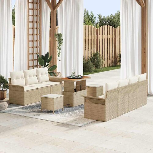  Sjedeća garnitura za vrt 10 kom. poliratan 251 x 62 x 85 cm Slike