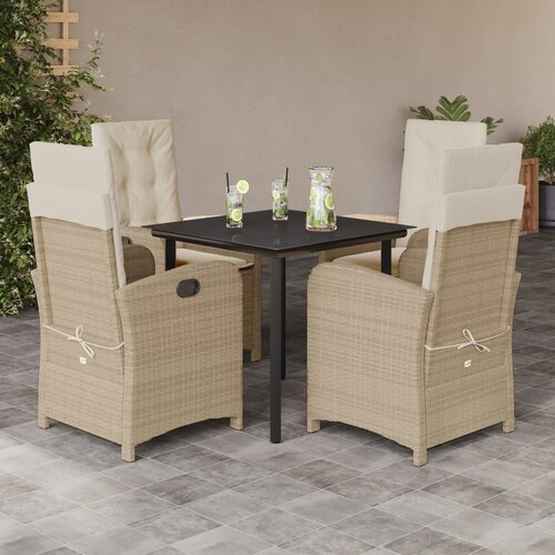  5-dijelni vrtni blagovaonski set od poliratana s jastucima bež 80 cm table length Cene