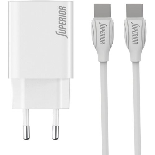 Superior kućni punjač SU-P103 super fast pd 25W 3A type c na type c/ bela Slike