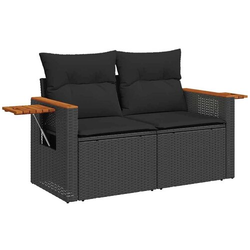 vidaXL 9-dijelni set vrtnih sofa s jastucima crni od poliratana bagrem Cene