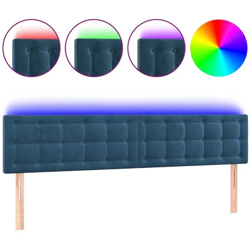 VidaXL LED posteljno vzglavje temno modro 180x5x78/88 cm žamet, (20953490) Slike