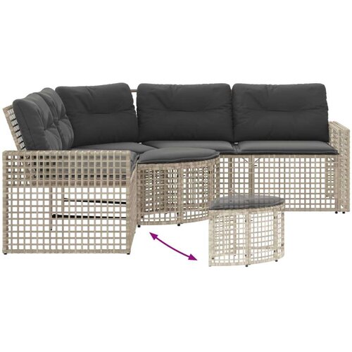 VidaXL Vrtna sofa L-oblika s jastucima+tabureom svjetlosiva poliratan Slike