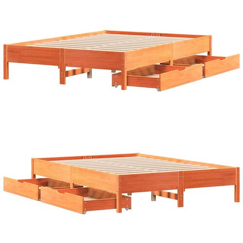 vidaXL Okvir kreveta bez madraca vo&scaron;tano smeđi 140x190 cm od borovine Cijene