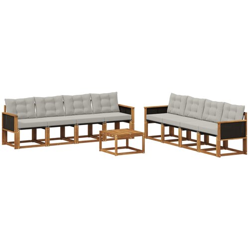 vidaXL Zunanja garnitura za sedenje 9 pcs Naravna in svetlo siva, (5000281734) Cene