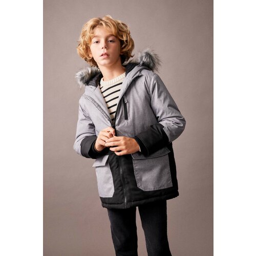 Defacto Boy Hooded Plush Lining Jacket Slike