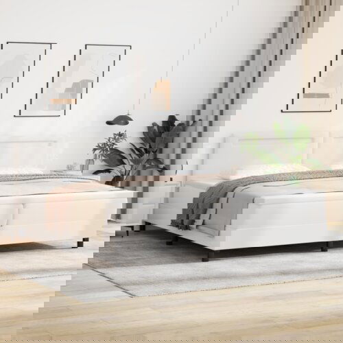  Posteljni okvir z vzmetnico Bela 200 x 200 cm Umetna koža Cene