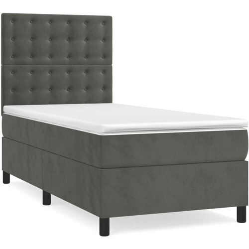 Maison Chic Box spring postelja - Vzmetna postelja z vzmetnico temno siv 90x190 cm žamet SL674, (21910050) Cene