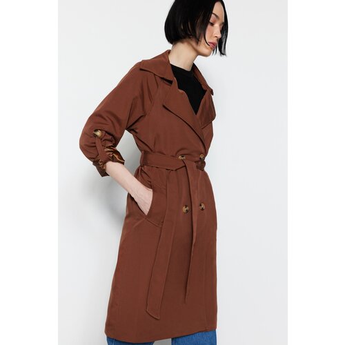 Trendyol Trench Coat - Brown - Double-breasted Slike