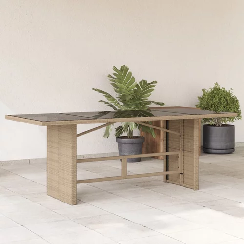  Vrtni stol sa staklenom pločom bež 190x80x74 cm od poliratana
