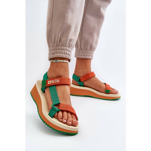 Big Star Women's Platform and Wedge Sandals - Green-Orange Slike