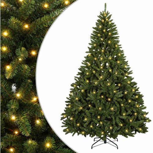  Umjetno božićno drvce s nogom 270 cm 600 LED lampica - Srednje zelena &amp;Oslash; 128 x 270 cm s 600 LED dioda Slike