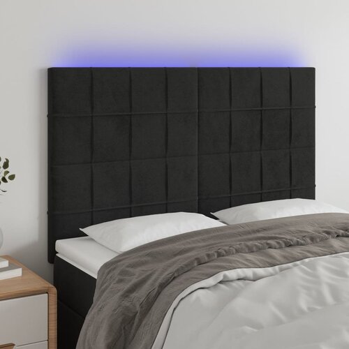  LED uzglavlje crno 144x5x118/128 cm baršunasto Cene