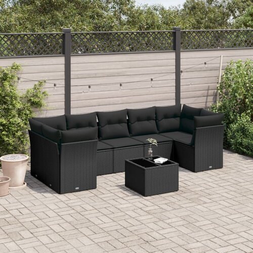  8-dijelni set vrtnih sofa od poliratana s jastucima crni Cijene