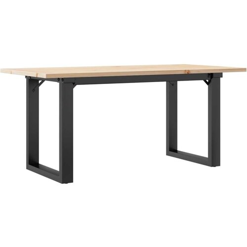  Stolić za kavu O-oblika 100x50x45cm borovina i lijevano željezo Slike