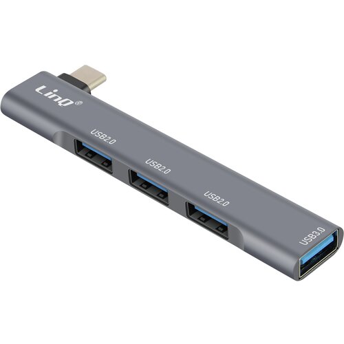 LINQ USB C HUB adapter za MacBook s 4x USB 3.0 5Gbps OTG, Srebrna, (5000063519) Cene