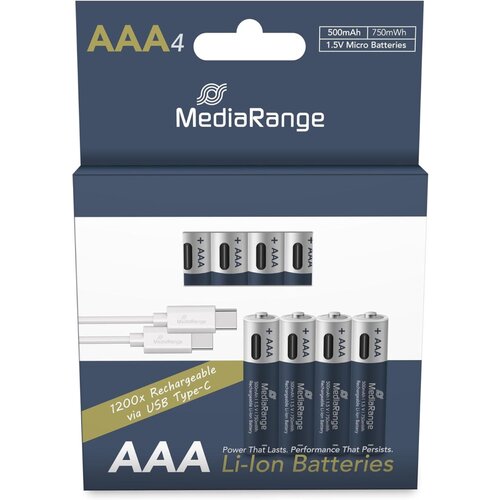  Baterija lr 03 aaa 1,5 v mediarange 1/4 alkalna za polnjenje usb-c mrbat160 MEDIARANGE Cene