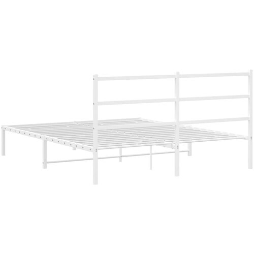  Metalni okvir za krevet s uzglavljem bijeli 160x200 cm Slike