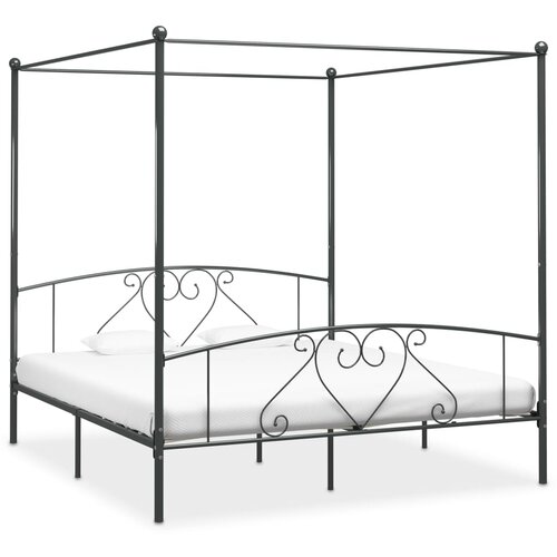  Za krevet s nadstre&amp;scaron;nicom sivi metalni 200 x 200 cm Slike
