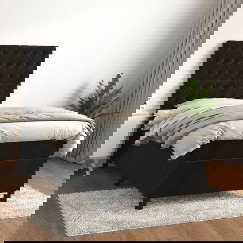 VidaXL Box spring krevet s madracem crni 90x190 cm bar&amp;scaron;unasti Slike