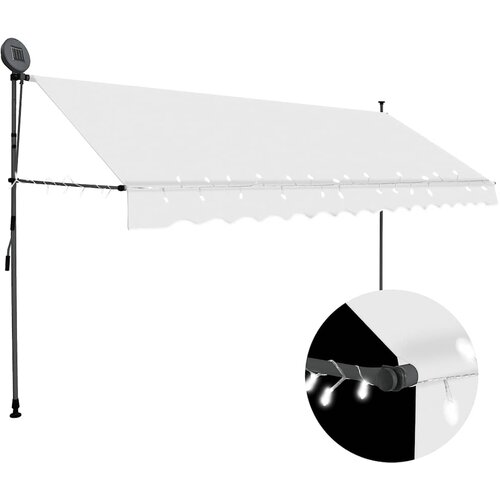 Tenda na ručno uvlačenje s LED svjetlima 400 cm krem Cijene