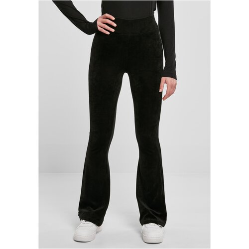 UC Curvy Ladies High Waist Rib Velvet Flared Leggings black Slike