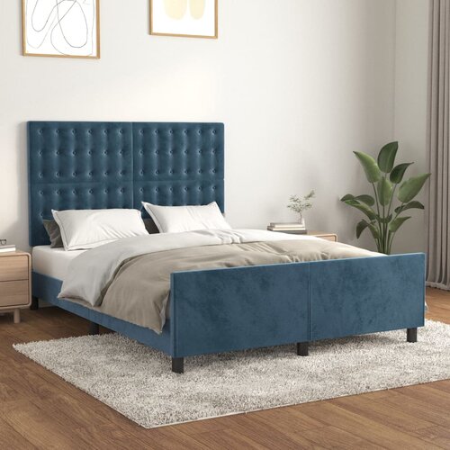 VidaXL Okvir kreveta bez madraca tamnoplavi 140 x 200 cm bar&amp;scaron;unasti Slike