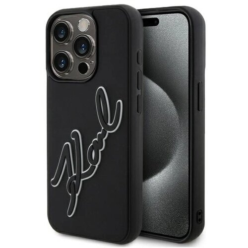 Karl Lagerfeld OVITEK HARDCASE ZA IPHONE 15 PRO 6.1 3D GUMIJASTI PODPIS, (5000011821) Cene