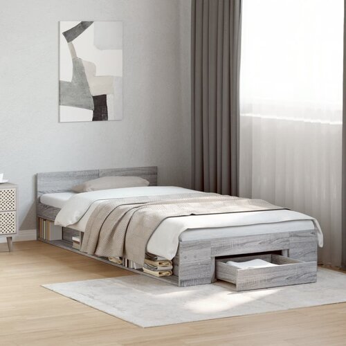 Furnova Posteljni okvir s predalom siva sonoma 90x200 cm inženirski les, (21939467) Slike