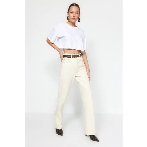 Trendyol Ecru High Waist Wide Leg Jeans