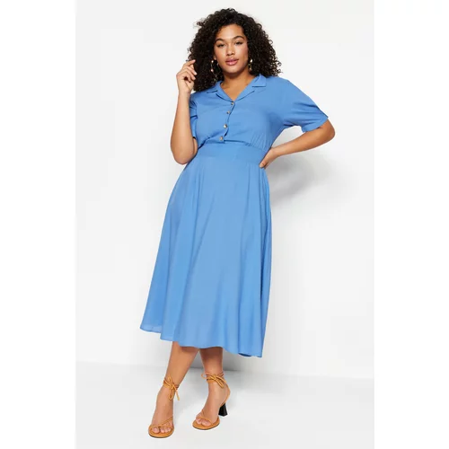 Trendyol curve Plus Size Dress - Blue - A-line