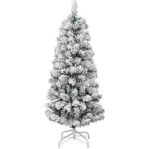 VidaXL Umjetno božićno drvce s nogom Zelena i bijela 120 cm PVC Slike