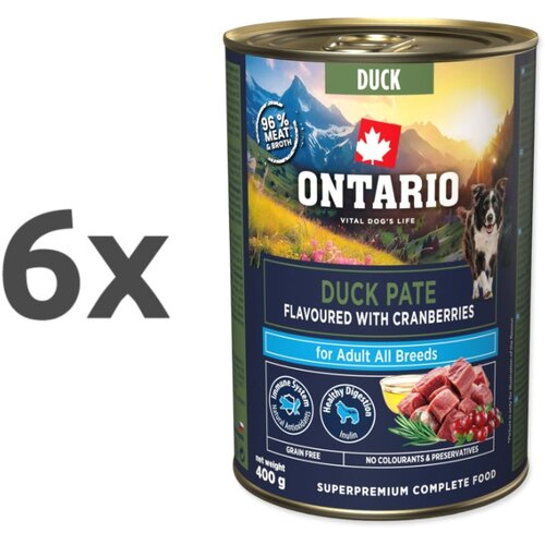 Ontario Dog Adult konzerva, pašteta - raca in brusnice 6 x 400 g Cene