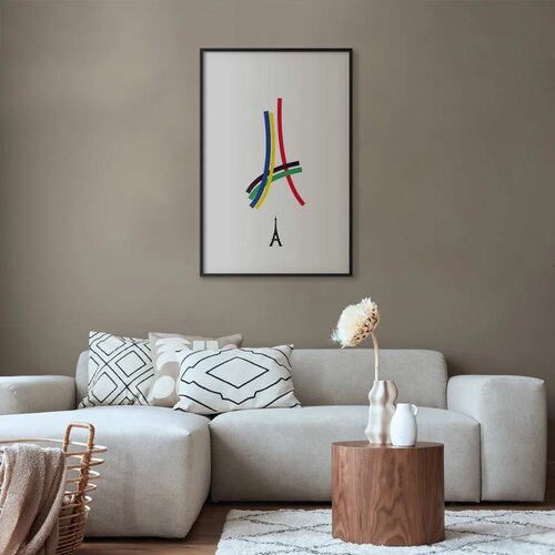  Plakat - Eiffel Tower - Colored Graphic - Abstraction 60x90 Crni okvir Cene