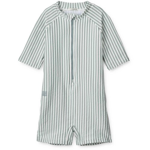 Liewood kopalni pajac z rokavi max seersucker stripe sea blue/white Slike