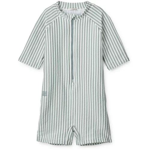 Liewood kopalni pajac z rokavi max seersucker stripe sea blue/white