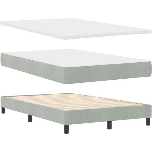 VidaXL box spring krevet s madracem svjetlosiva 120x200 cm bar&amp;scaron;un Slike