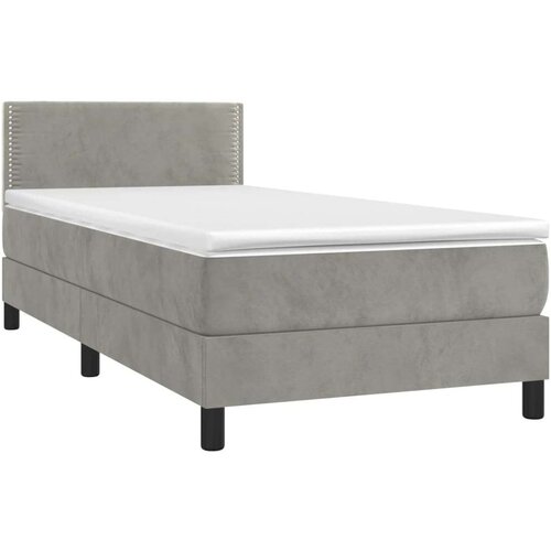 Box spring s madracem LED svjetlosivi 90x190 cm bar&amp;scaron;un Slike