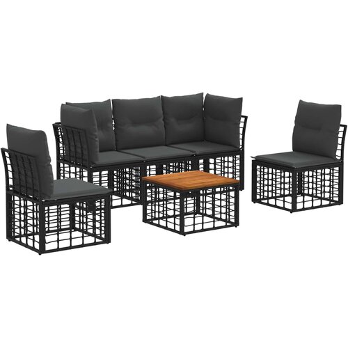  Set vanjskih sofa 6 pcs Crna i tamno siva Poliester Slike
