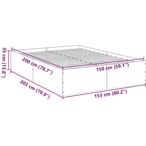  Okvir za krevet boja hrasta 150x200 cm konstruirano drvo Slike