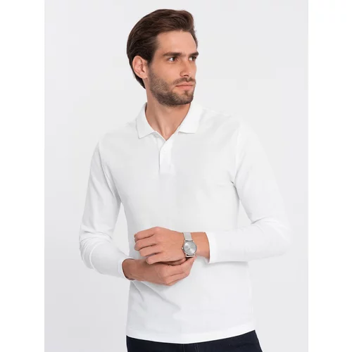 Ombre Men's longsleeve with polo collar - white