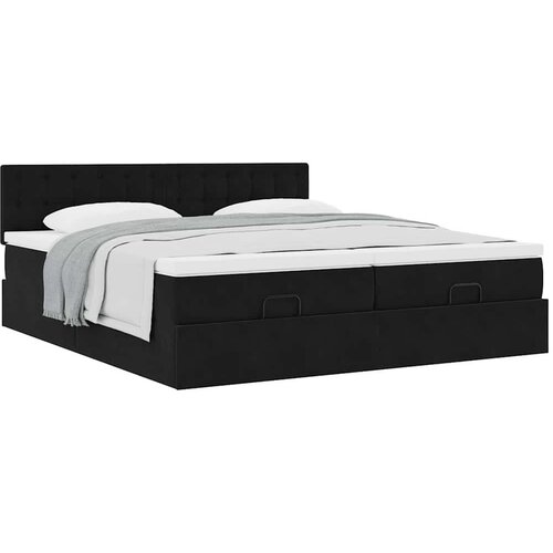 VidaXL otomanski okvir kreveta s madracima crni 200x200cm bar&amp;scaron;unasti Slike