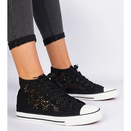 Gemre Black Women&amp;#039;s Lace-Up Sneakers Lesli Slike