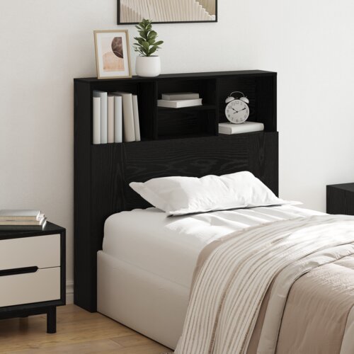 VidaXL Posteljna glava Črni hrast 100 x 19 x 103.5 cm Konstruiran les Slike